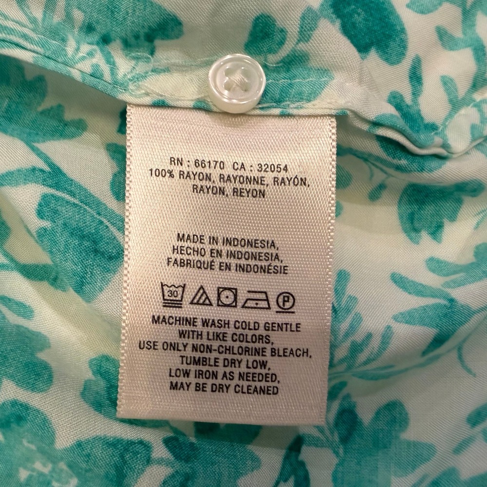 Anthropologie Maeve "Islet" Teal Green Pintuck Floral Button Down Blouse Small - Picture 7 of 8